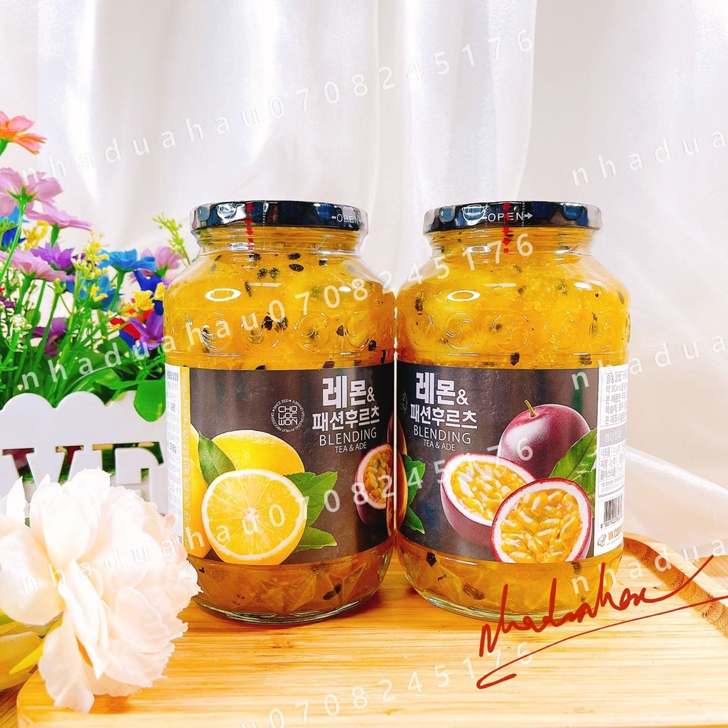 Một hủ chanh dây ngâm mật ong Cholocwon Hàn Quốc hủ thủy tinh sang xịn 1000gam