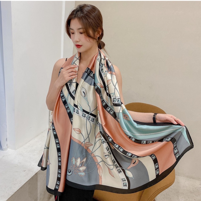 Khăn lụa dài 180x90- Khăn choàng satin quàng cổ làm áo đầm váy làm vải may áo dài nữ cao cấp