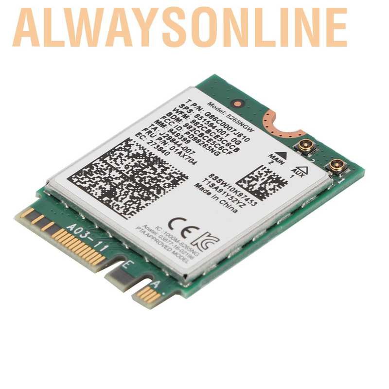 Thẻ Mạng Không Dây Alwaysonline Cho Intel 8265NGW 867Mbps 2.4G/5G NGFF Wifi BT 4.2 Lenovo