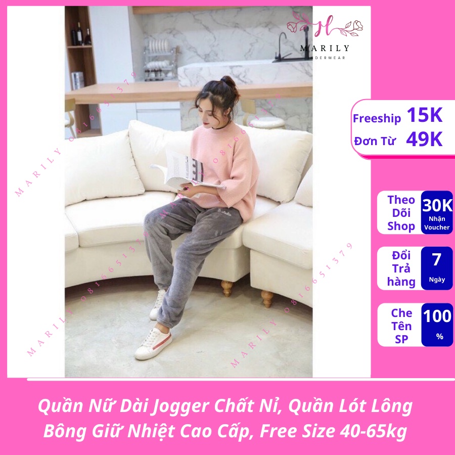 Quần Nữ Dài Jogger Chất Nỉ, Quần Lót Lông Bông Giữ Nhiệt Cao Cấp