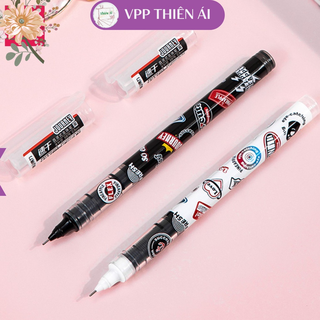Bút bi nước Deli - 0.5mm - Vỏ Đen/Trắng - 1 chiếc màu ngẫu nhiên - VPP THIÊN ÁI