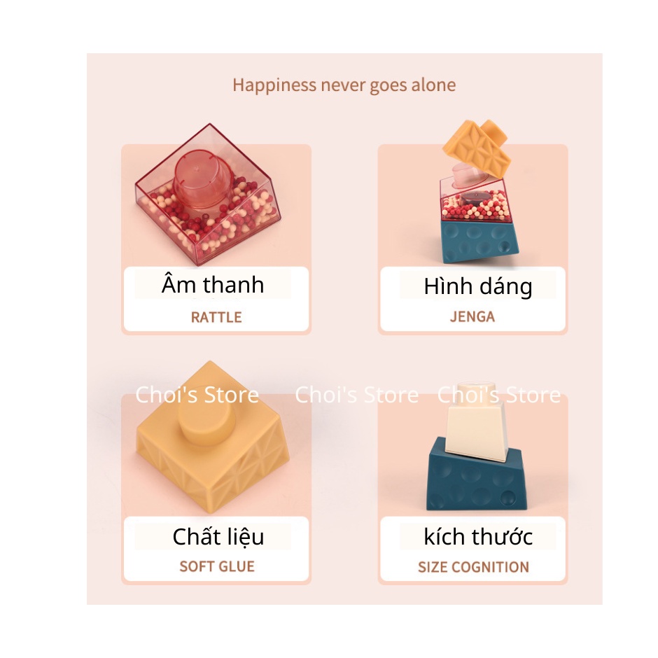 (mẫu mới) Tháp xếp chồng xúc sắc, nhận biết hình khối kích thích tư duy cho bé