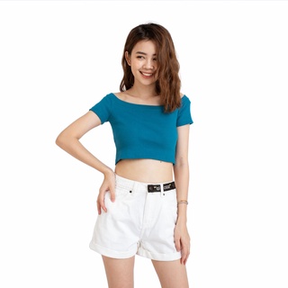 Áo Thun BOO Croptop Nữ Freesize Dáng Ôm Thun Gân Trơn Trễ Vai Năng Động Nhiều Màu