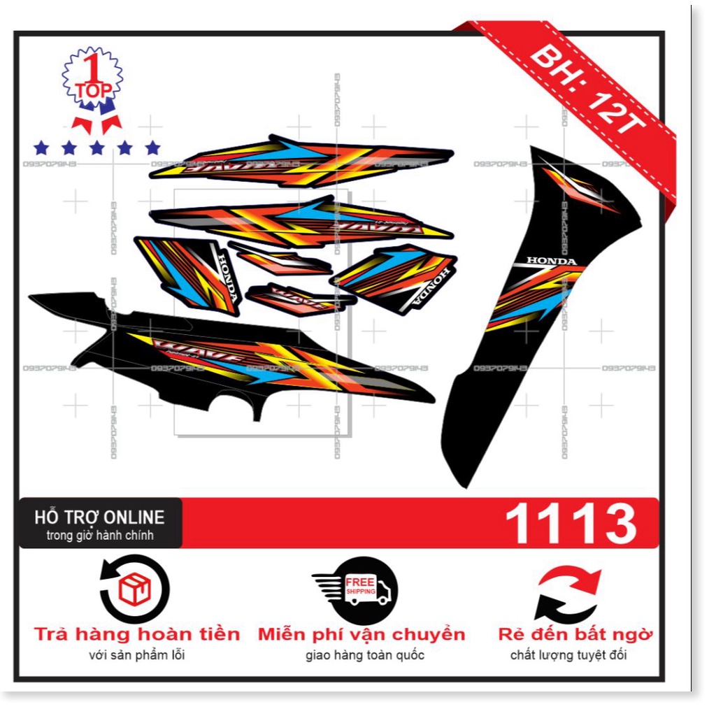 ( Quí khách vui lòng mang ra tiệm cho thợ dán ) Tem wave 2016 7 màu đen