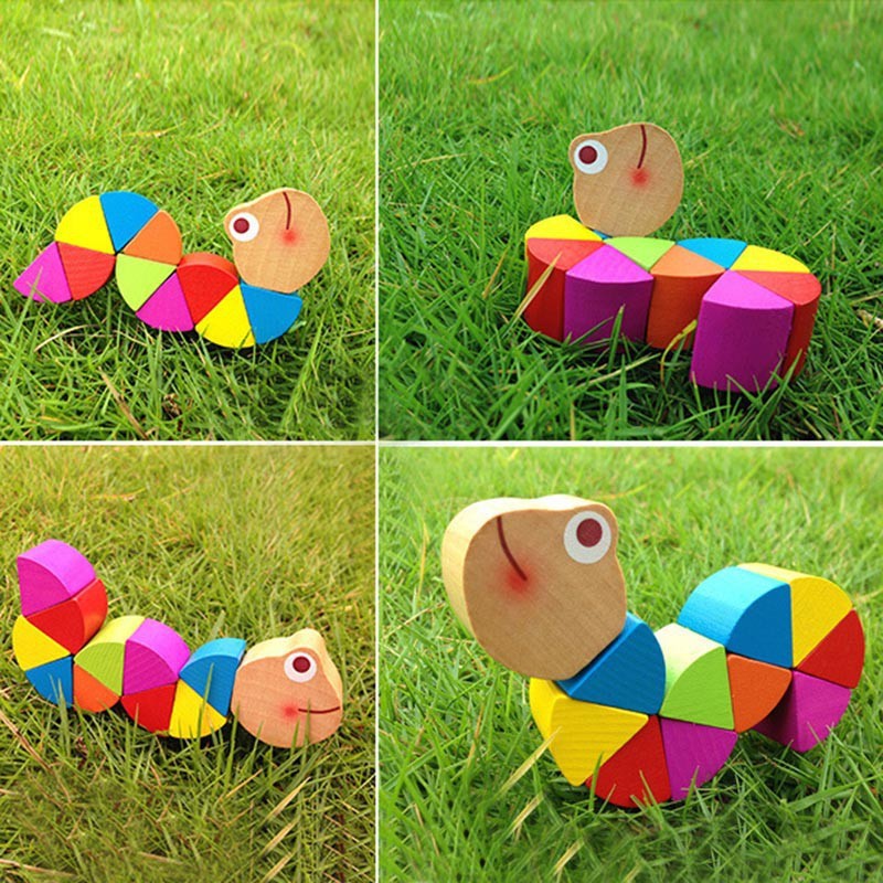 Đồ chơi bằng gỗ hình côn trùng nhiều màu sắc dễ thương cho trẻ em