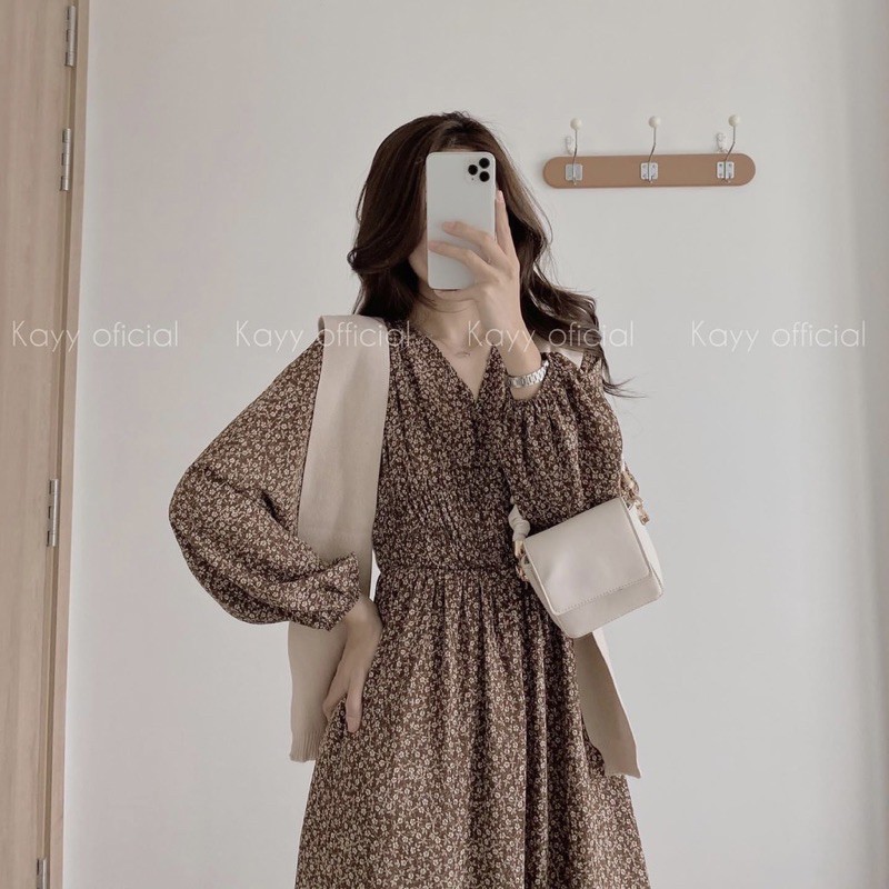 Váy hoa nhí cổ V nhún eo dáng mới siêu tôn dáng Ulzzang style🌸 VKE9133 Hàng Quảng Châu | BigBuy360 - bigbuy360.vn