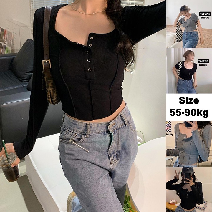 Áo croptop nữ tay ngắn bigsize 55-90kg , Croptop bigsize vạc bầu co giãn phong cách Hàn Quốc