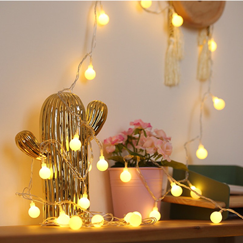 Dây Đèn Led Trang Trí Bóng Bi Tròn 20M 200 Bóng Cherry Ball Màu Vàng Nắng Ấm Áp Treo Được Ngoài Trời Có Chỉnh Chớp Nháy