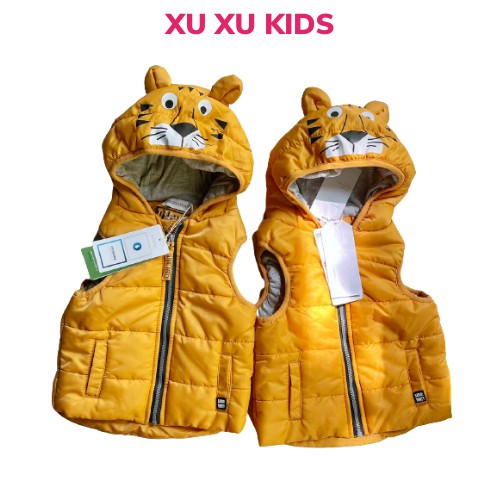 Áo ghi lê cho bé, áo ghile phao hoạ tiết hổ vàng VNXK dư xịn cho bé trai bé gái Xu Xu Kids size từ 3 tháng đến 36 tháng