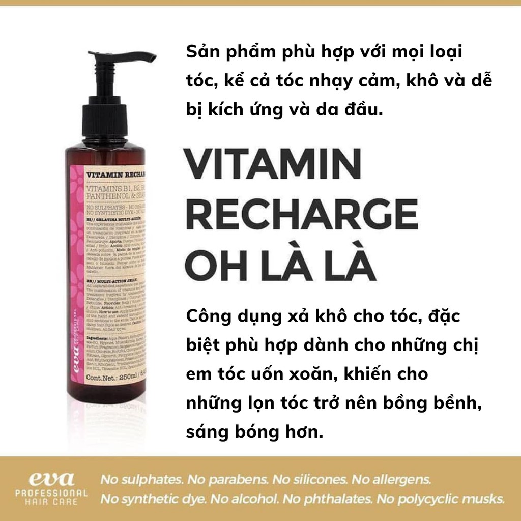 Xả khô dưỡng tóc Vitamin Recharge “Oh LàLà” - Eva professional Tây Ban Nha 250ml