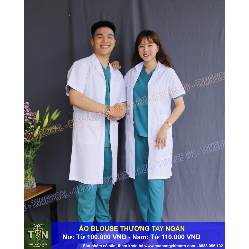 Áo Blouse  Vải Thường Cho Bác Sĩ, Dược Sĩ, Xét Nghiệm - Thương Hiệu TN Medical