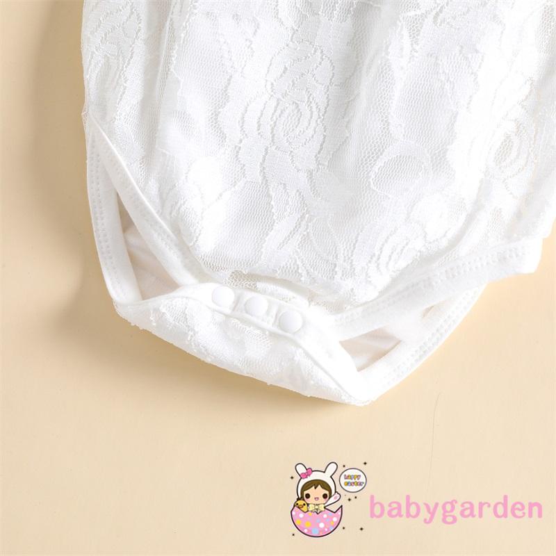 BABYGARDEN-0-24momths Baby Girl Outfits, Off Shoulder Short Sleeve Floral Lace Romper Ruffle Elastic Waist Shorts