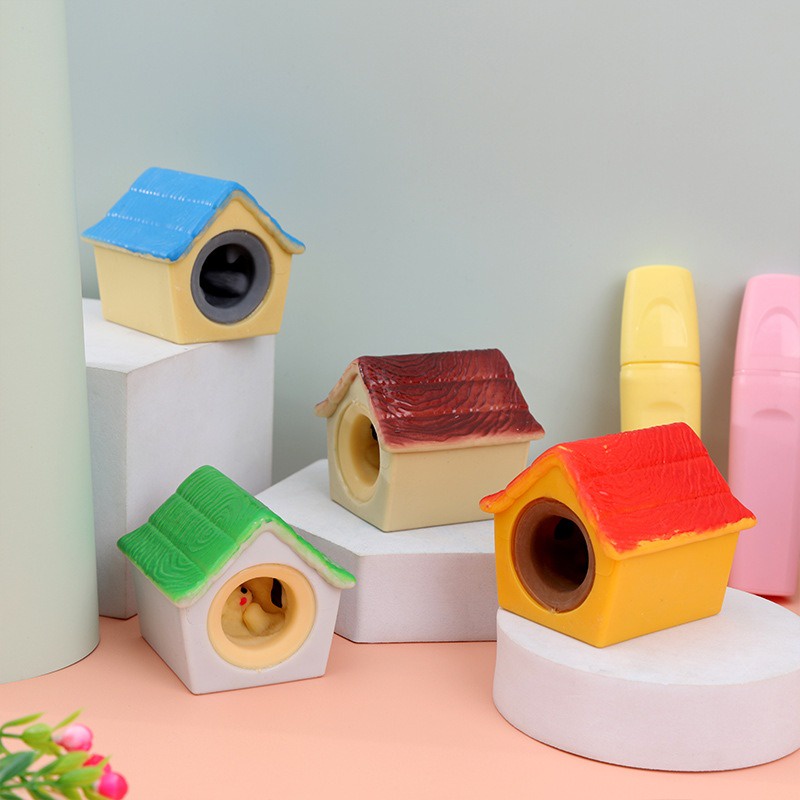 Squishy Mochi hình CHÓ TRỐN TRONG CHUỒNG NGỘ NGHĨNH mềm dễ thương chân thực giảm stress co dãn đàn hồi ngộ nghĩnh bóp bó