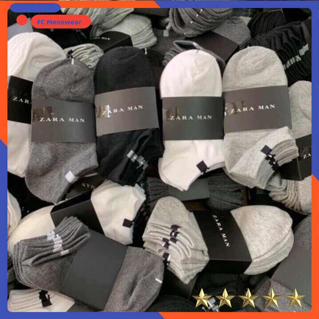 Tất Zara Man 🔴𝑭𝑹𝑬𝑬𝑺𝑯𝑰𝑷🔴 Sét tất zara man chống hôi chân - tất khử mùi 3 màu cơ bản trắng - đen - ghi