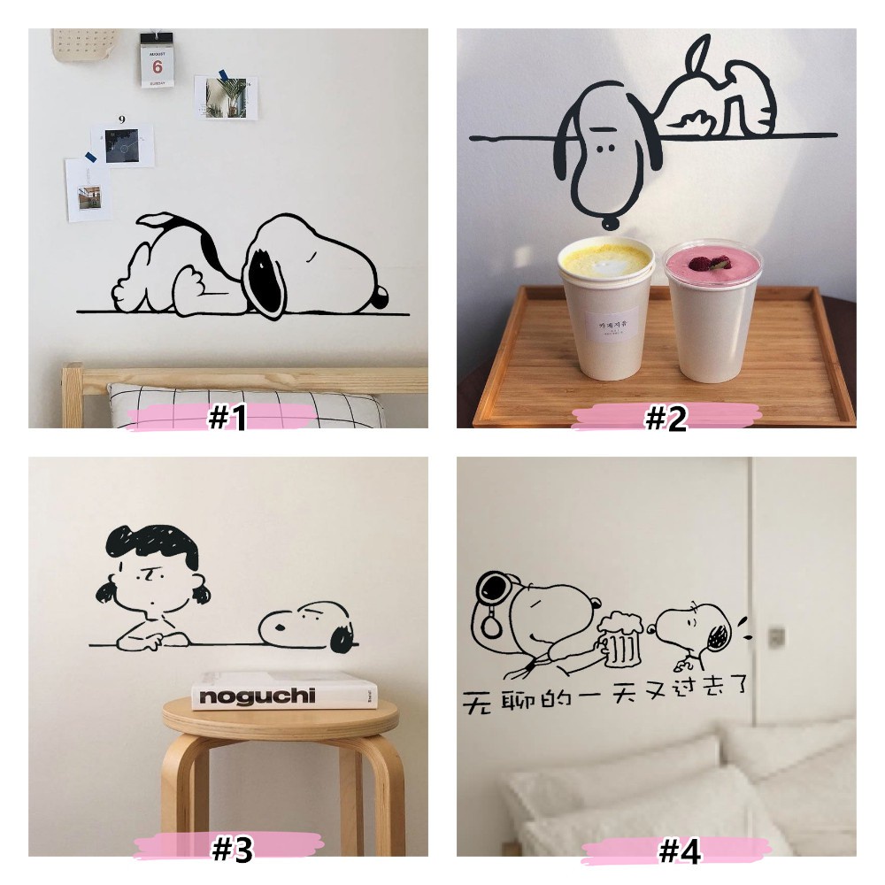 Miếng dán tường trang trí decor phòng khách, phòng ngủ hình chú chó Snoopy đáng yêu Gooo store