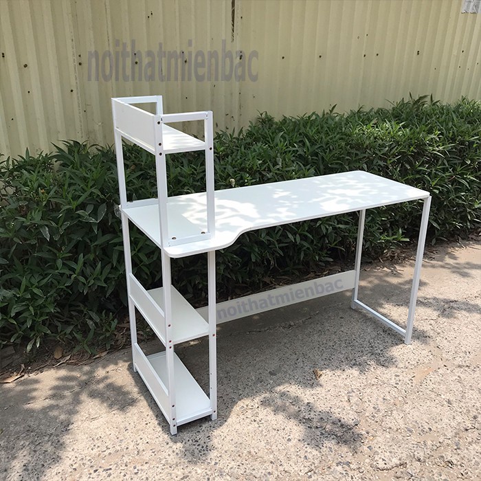 Bàn Học Kèm Giá Sách Cao ANA Kiểu Dáng Đặc Biệt Kèm Các Đường Cong Tinh Xảo Uốn Lượn, Khung Sắt Sơn Tĩnh Điện - BLV04