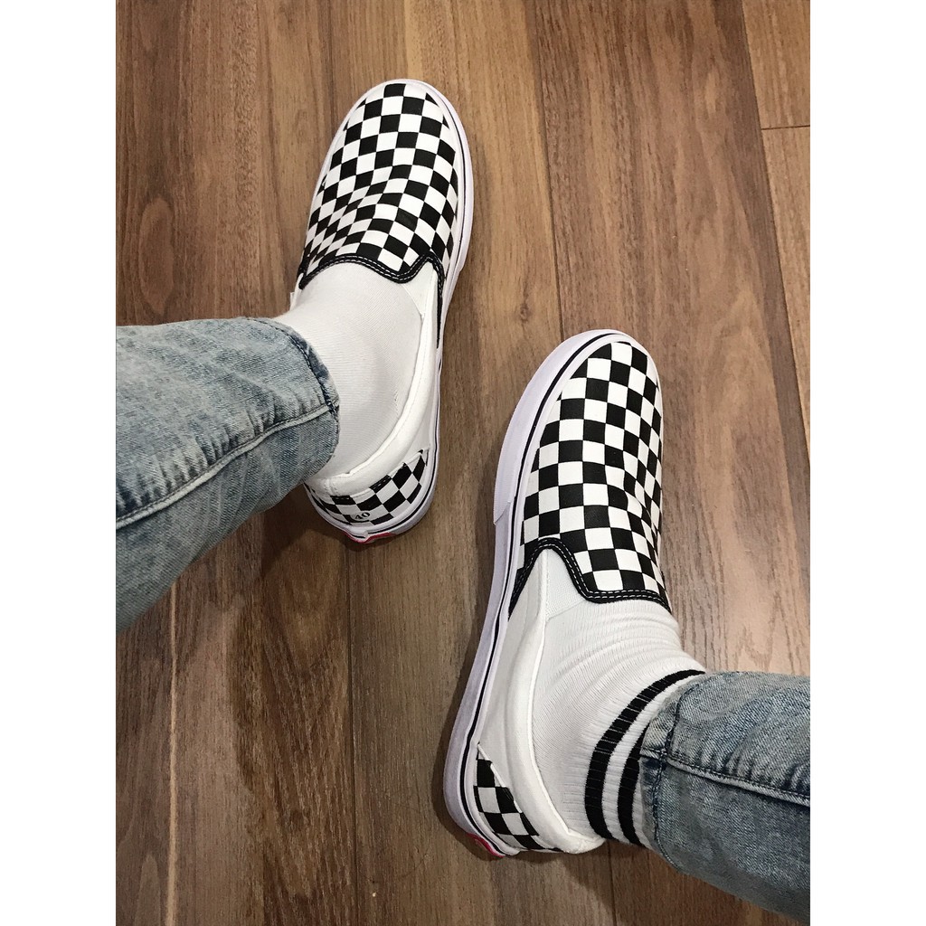 [ Freeship - Xả Kho ] Giày slipon caro, Giày thể thao checker board, Giày van lười nam nữ