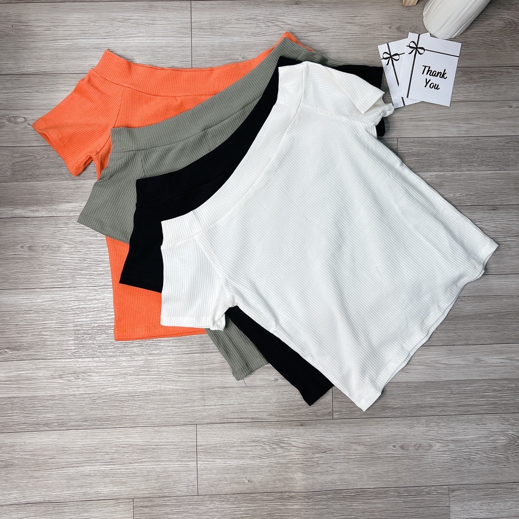 Áo Thun Bẹt Vai Thiết Kế Mặc Cổ Thuyền Hoặc Mặc Bẹt Vai Chất Vải Thun Gân Ôm Dáng Nhiều Màu