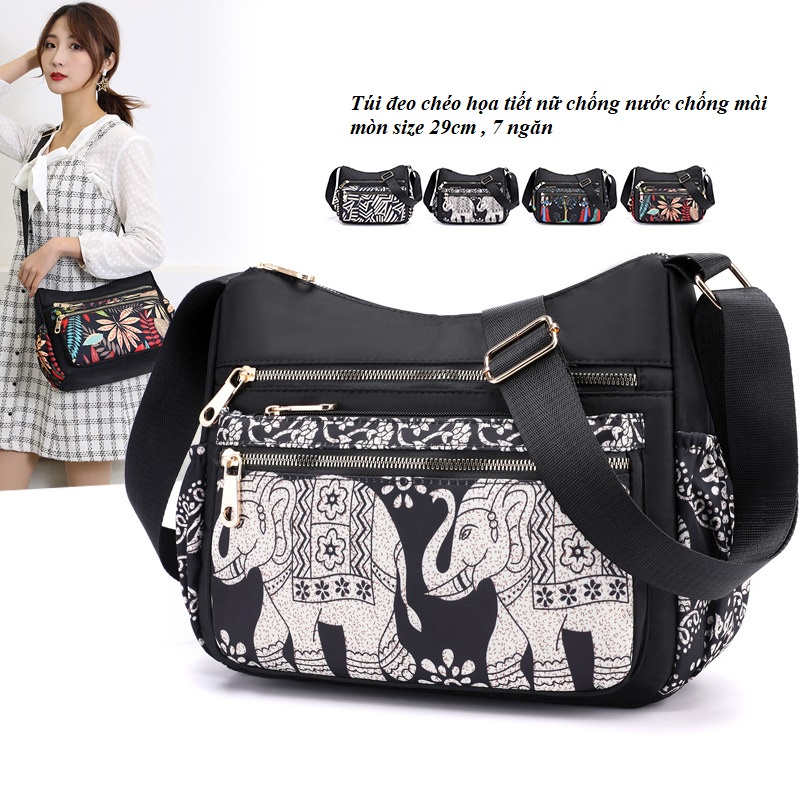Túi đeo chéo họa tiết nữ, có 7 ngăn tiện lợi chống nước chống mài mòn size 29cm cam kết chất lượng tốt TUI-109