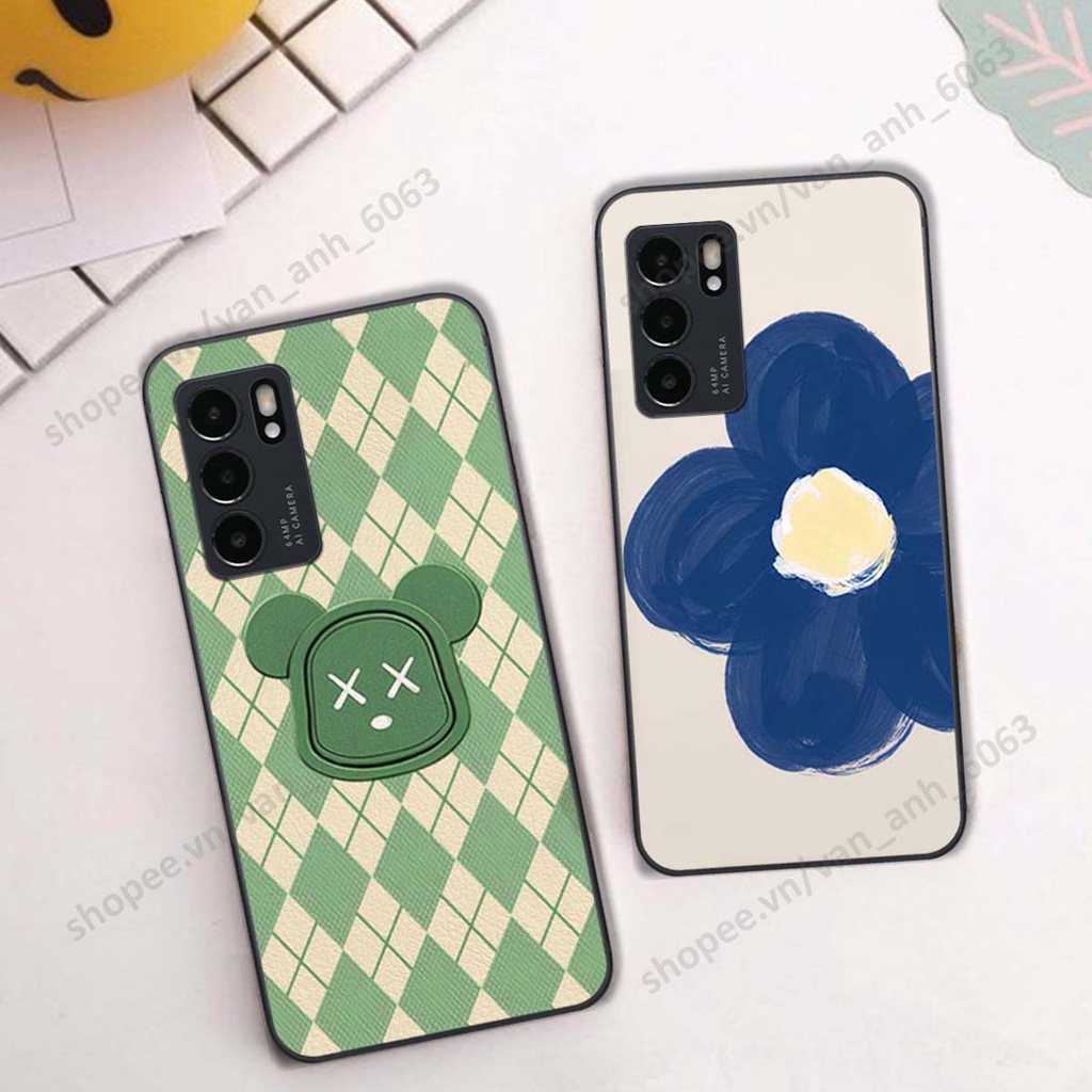 Ốp lưng Oppo Reno6 / Reno6 Z 5G / Reno 6 in hình hoa, gấu rich bear nghệ thuật, thời trang