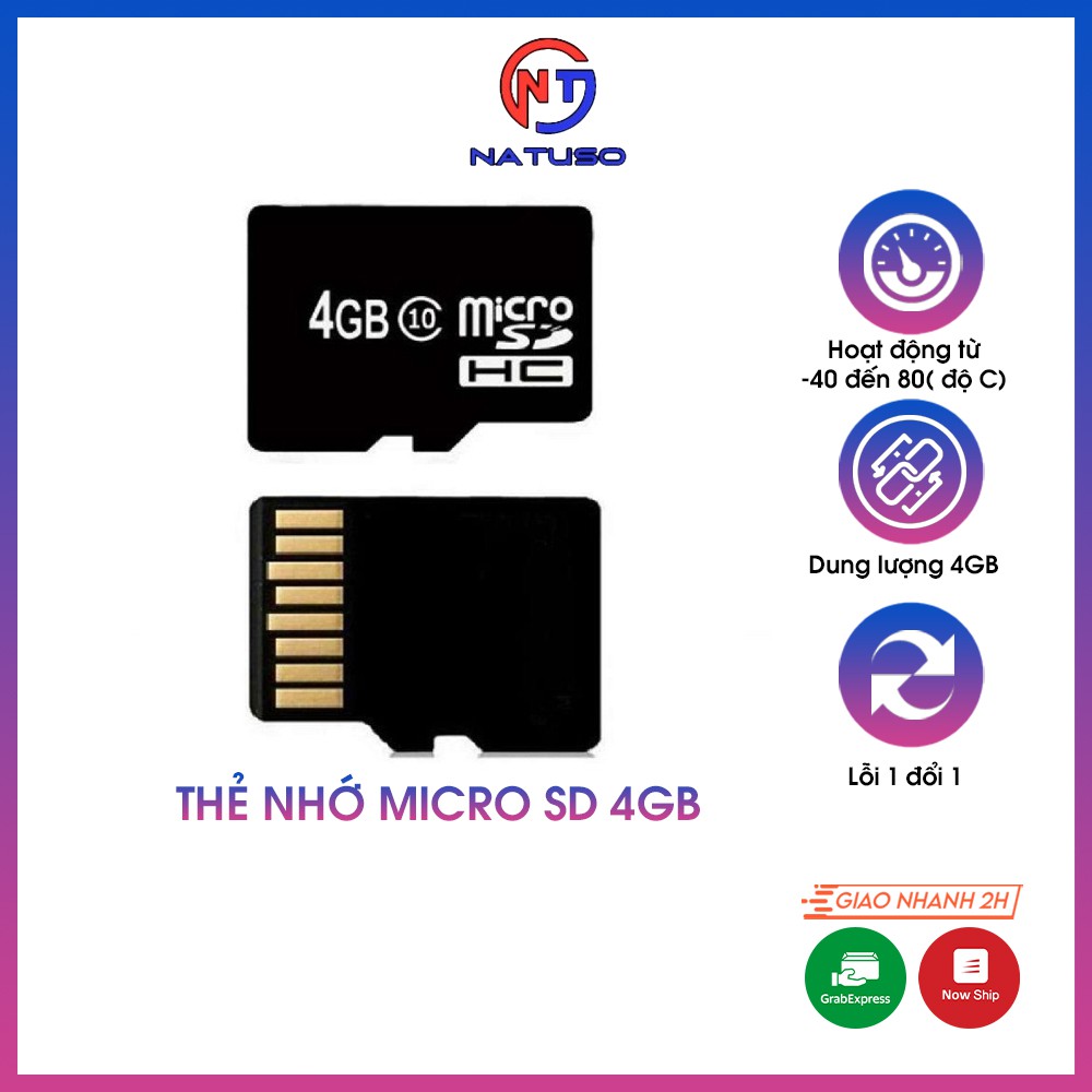 Thẻ Nhớ Micro Sd 4gb  Tốc Độ Cao Dùng Lưu Trữ Nhạc, Hình Ảnh, Video Clip, Kết Nối Với Loa Bluetooth, Máy Tính, Laptop