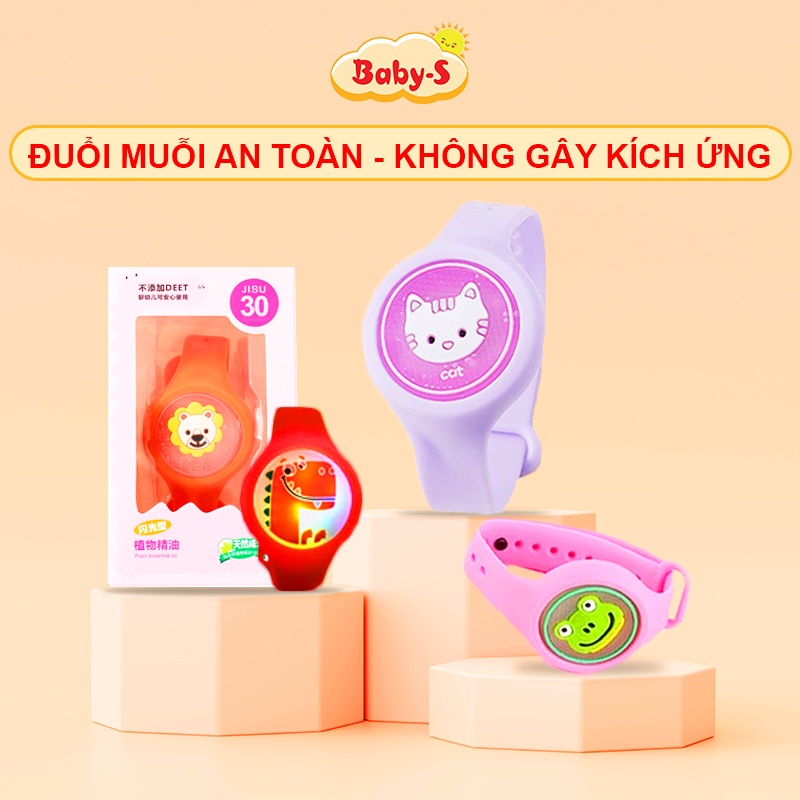 Vòng đeo tay đuổi muỗi phát sáng Baby-S, Đồng hồ tinh dầu đuổi muỗi họa tiết động vật vui nhộn dễ thương cho bé – SJ069