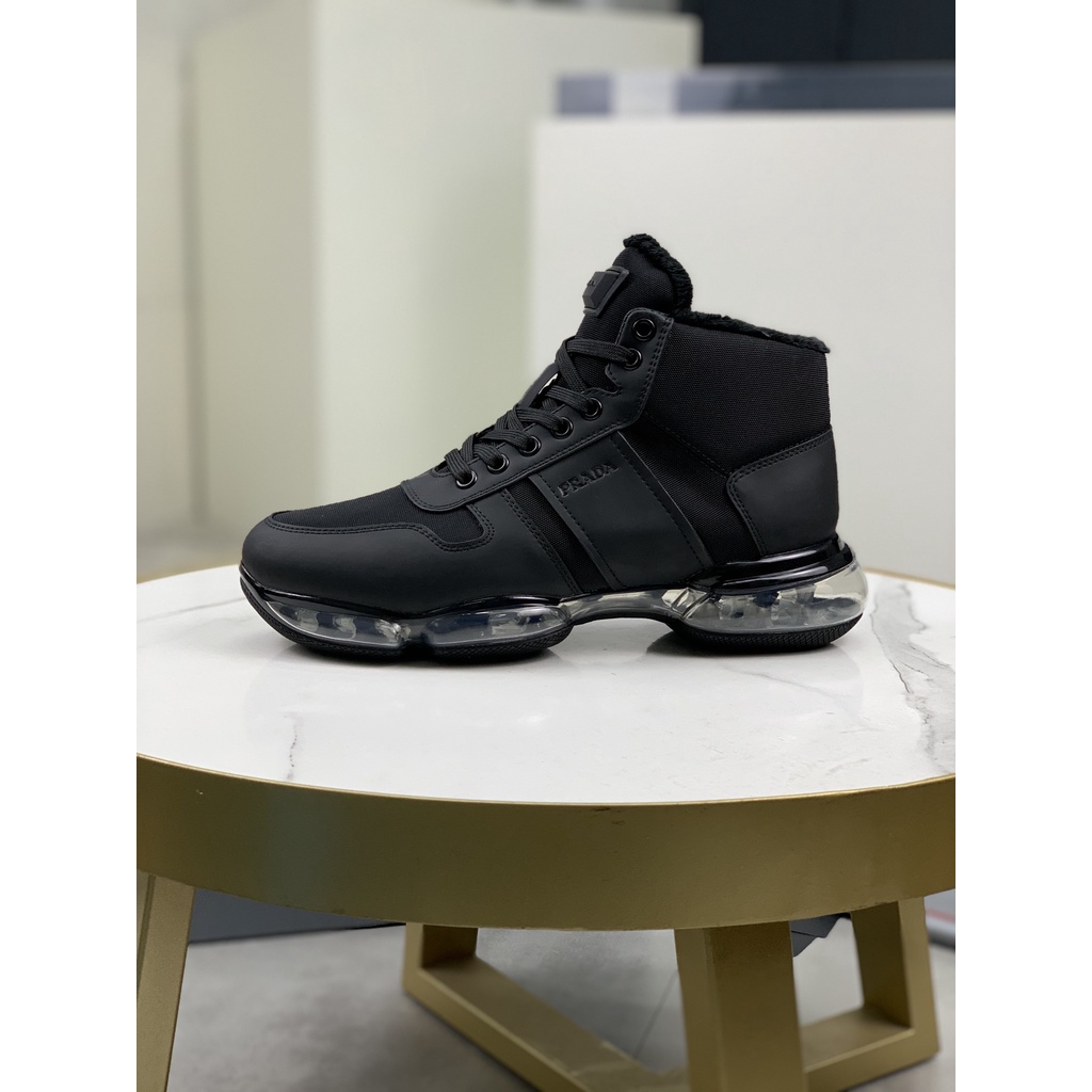 Giày sneaker nam da thật thời trang cao cấp Prada thiết kế đế cao su chống mài mòn, trơn trượt, phong cách cá tính