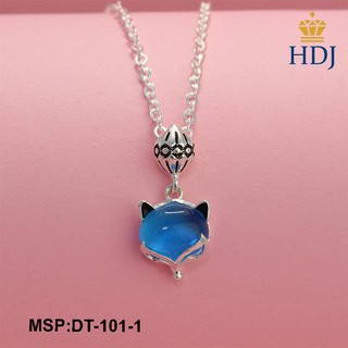 Dây chuyền bạc nữ, vòng cổ bạc nữ mặt hồ ly bạc đính đá xanh dương trang sức HDJ mã DT-101-1