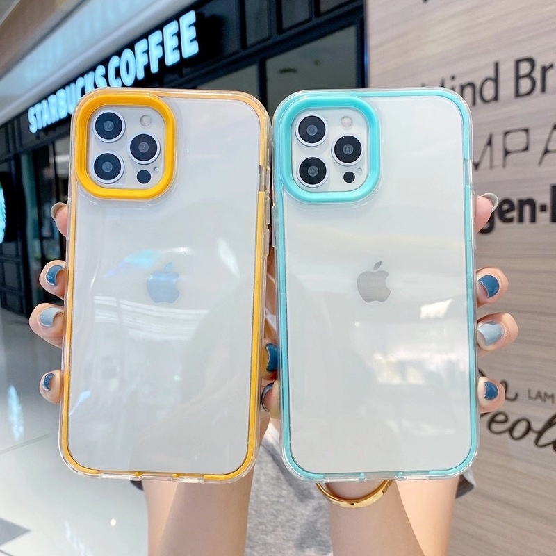 Ốp Điện Thoại Mềm Trong Suốt Viền Màu Kẹo Bảo Vệ Camera Cho Iphone 7 8 Plus X Xr Xs Max Se 2020