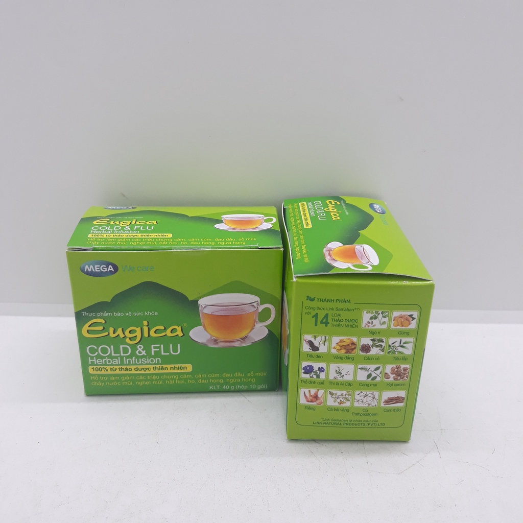 Trà thảo dược Eugica Cold &amp; Flu hộp 10 gói