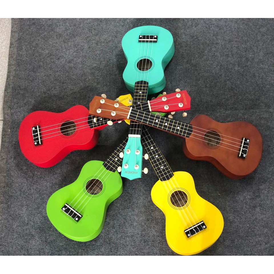 Đàn Ukulele Full Gỗ Sơn Màu Andrew MTU-212 Soprano Concert Cần Gỗ- tặng kèm pick gảy