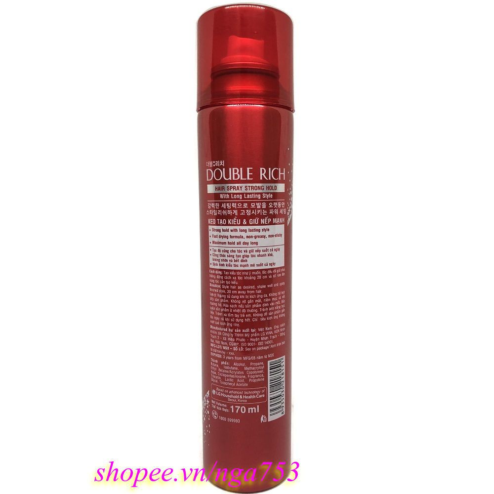 Keo Xịt Giữ Nếp Tóc Double Rich Hair Spray 170ML 100% chính hãng