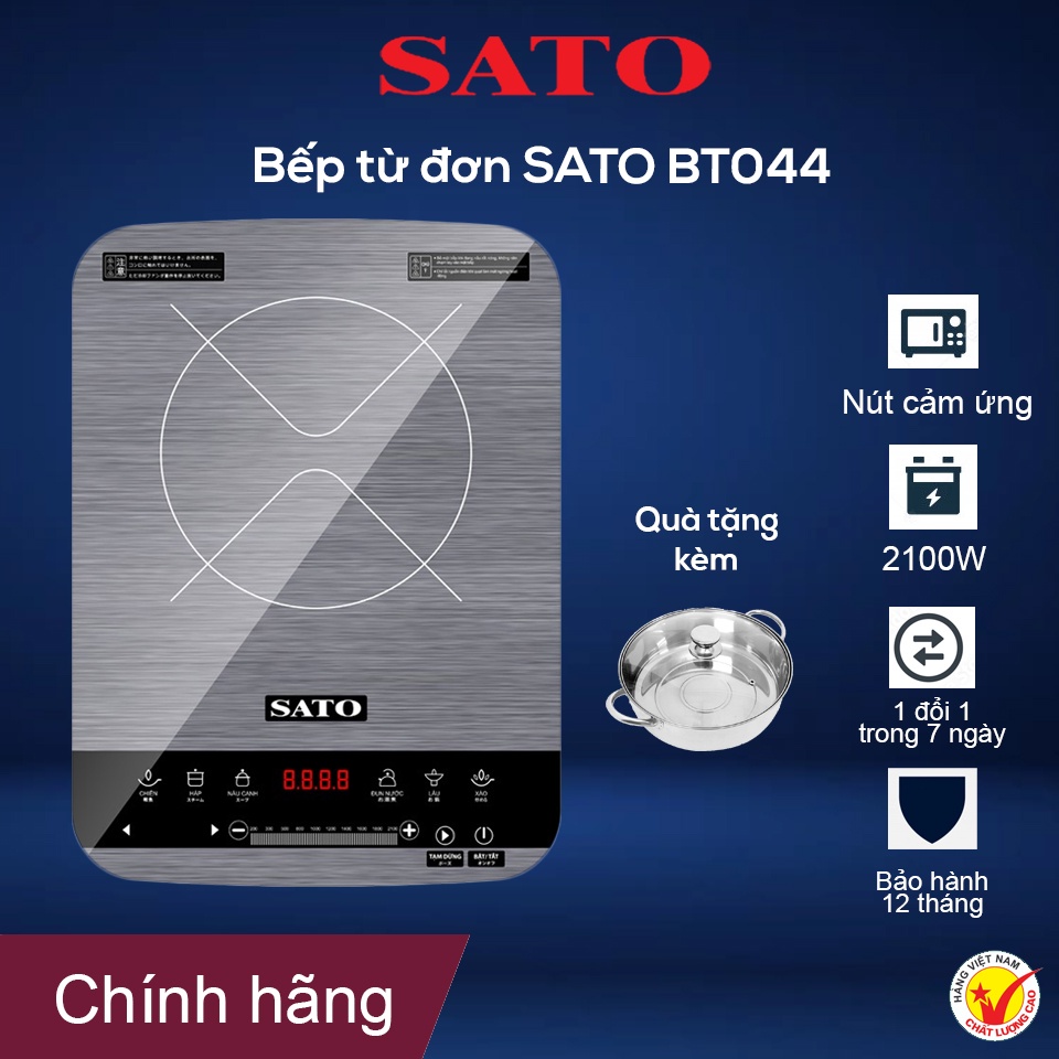 Bếp từ đơn . Bếp từ đơn SATO BT044 (Tặng kèm nồi lẩu inox)