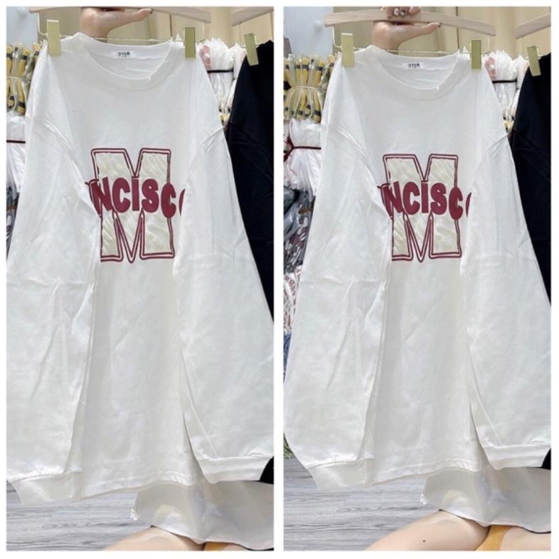 [Xả kho] Áo Thun Nữ Dài Tay Chữ M Vải Cotton Dày Dặn Tay Phồng Phong Cách Trẻ Trung( Hàng Sẵn)