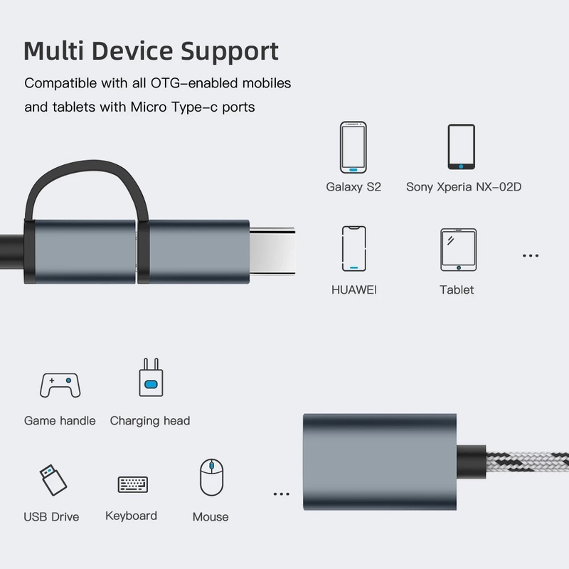 Cáp chuyển đổi 2 trong 1 Otg Usb 3.0 sang Micro Usb Type C dành cho Huawei