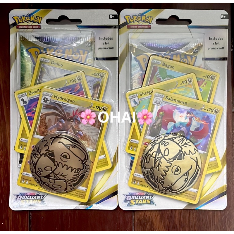 Blister 1 Pack Gói Thẻ BRILLIANT STAR Kèm 3 Thẻ Promo Pokemon và Đồng Xu Chính Hãng