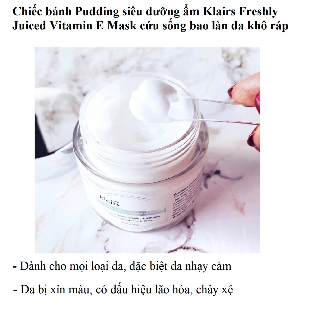 Kem Dưỡng Klairs, Kem Dưỡng Ẩm Klairs Freshly Juiced Vitamin E Mask 90g dưỡng trắng da, mặt nạ ngủ MOON21