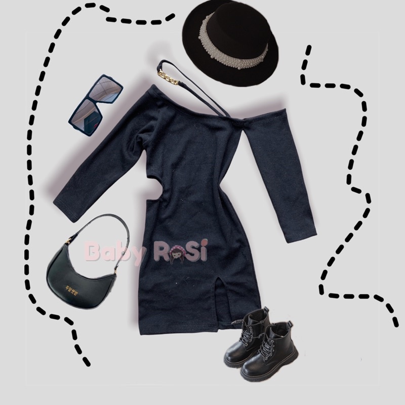 váy body sẻ eo chéo dây cho bé