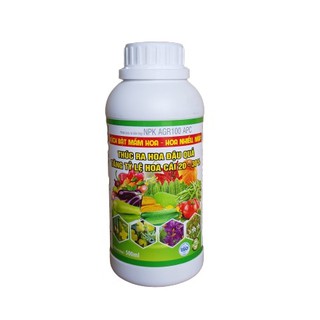 Phân bón lá hỗn hợp NPK AGR100 APC- THÚC RA HOA ĐẬU QUẢ, TĂNG TỶ LỆ HOA CÁI 20- 30% ( chai 500ml )