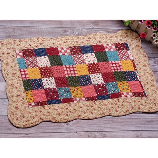 Thảm chùi chân cotton  chống trượt 40x60, Family xanh ngọc