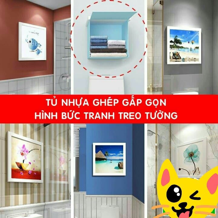 Tủ nhựa ghép gấp gọn đa năng size 40 x 40cm | Tủ quần áo treo tường nhà tắm chống nước