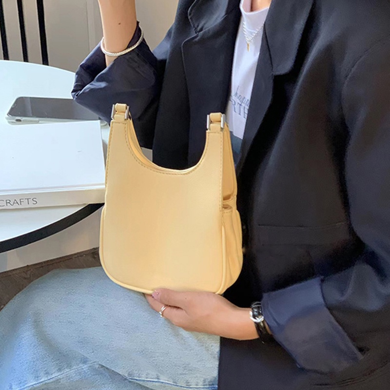 Túi Đeo Vai Hình Chữ U Họa Tiết Trái Vải Phong Cách Hàn Quốc Cho Nữ