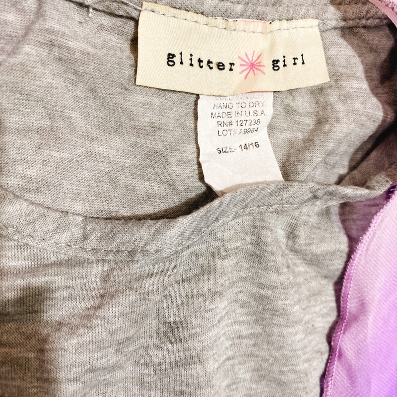 Áo thun xám loang phối voan bé gái