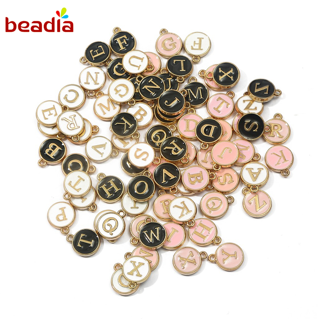 BEADIA Mặt Dây Chuyền Hình Chữ Cái Màu Trắng Đen