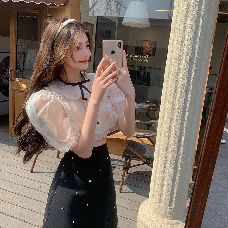 Áo sơ mi nữ kiểu tay ngắn Emilyshop ulzzang