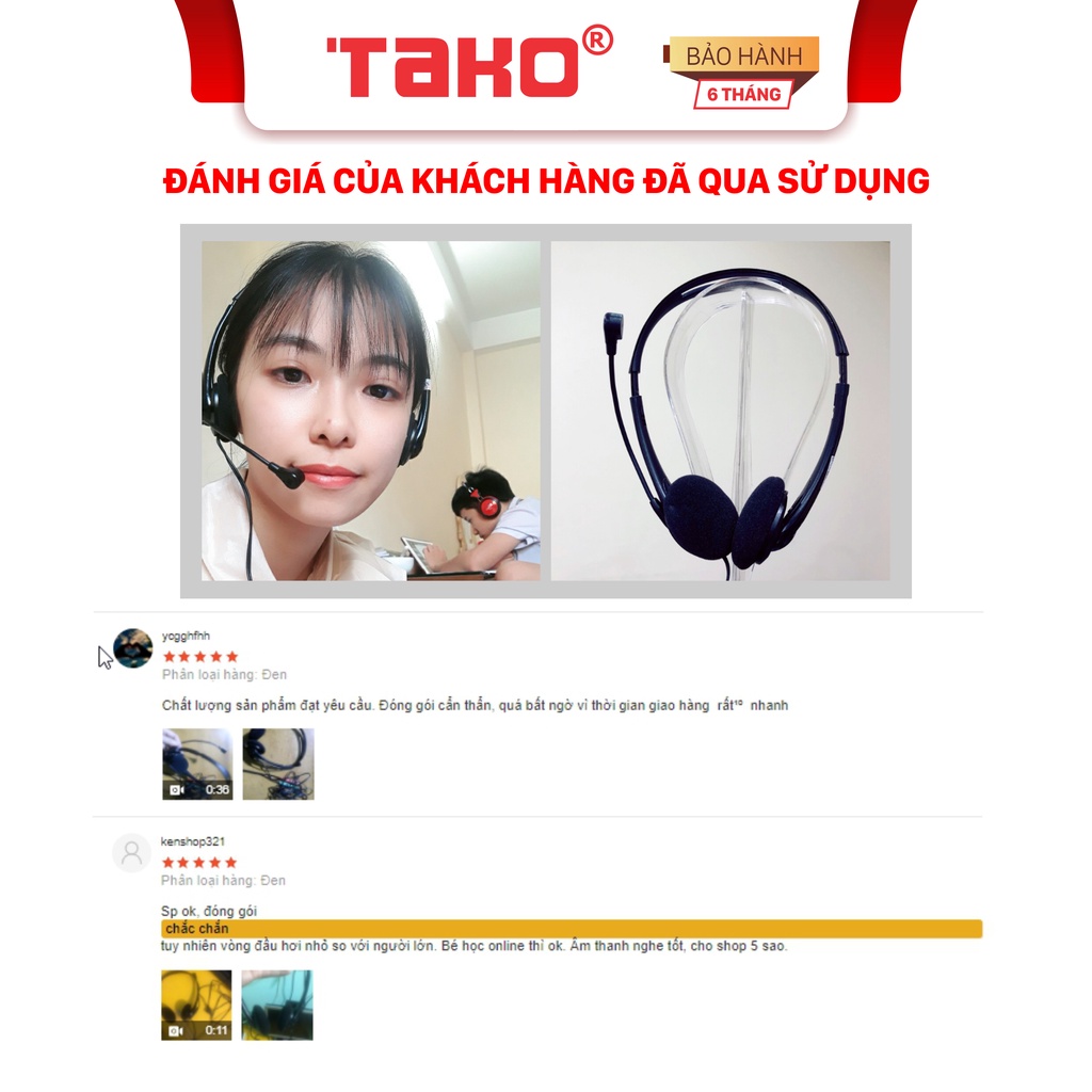 Tai nghe Beauty chụp tai chơi game có mic, có dây. Chính hãng Tako, BH 6 tháng