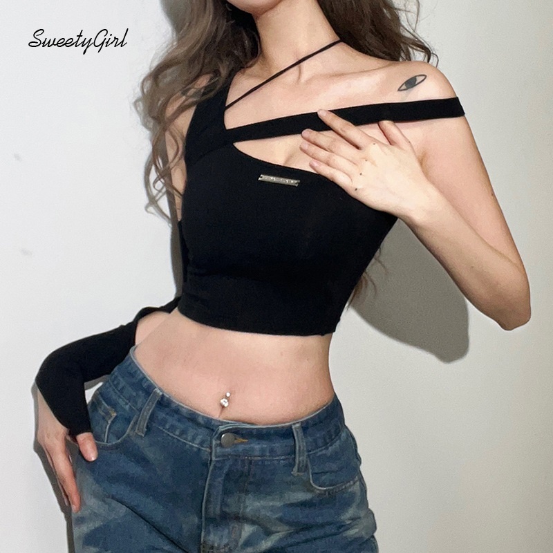 Áo Croptop Cổ Tròn Tay Ngắn In Họa Tiết Hình Học 2022 Thời Trang Cho Nữ