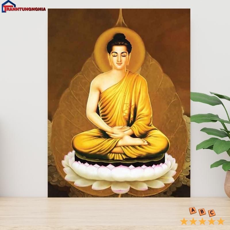 Tranh đính đá ABC, tranh thêu chữ thập phật thích ca mâu ni