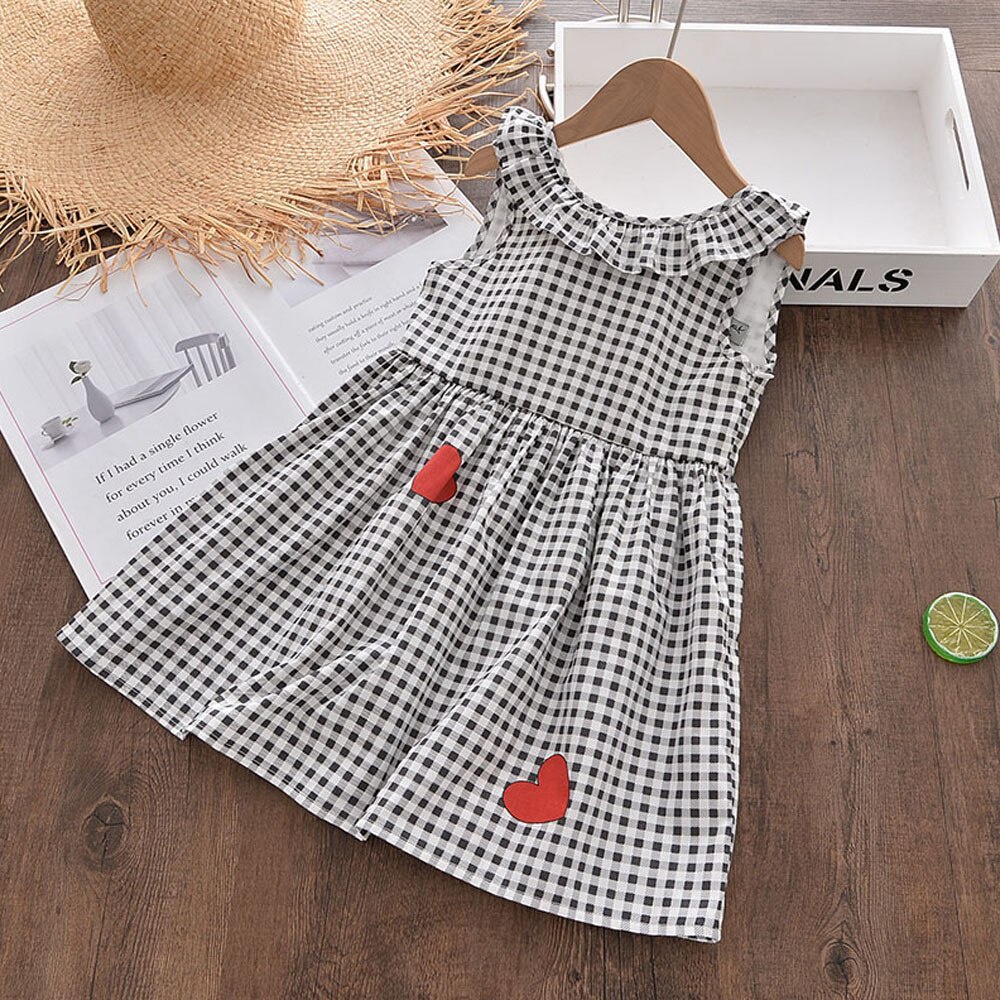 Đầm Kẻ Sọc Caro Đính Nơ Dễ Thương Thời Trang Mùa Hè 2022 Cho Bé Gái