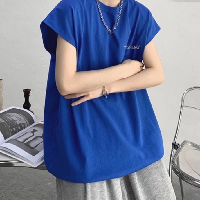 simple bông áo thun cổ tròn Áo Thun Nam Sát Nách In Hình Thời Trang Hàn Quốc unisex bigsize áo thun kiểu nữ áo thun quảng châu